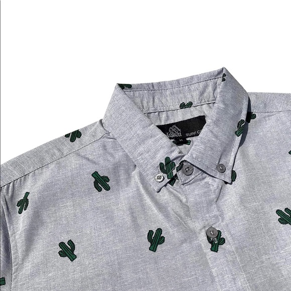 Molokai Surf Boys Collared Button Down Short Sleeve Shirt Cactus Medium 10/12 - Picture 2 of 5